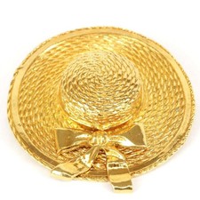 CHANEL Hat Brooch Gold Tone